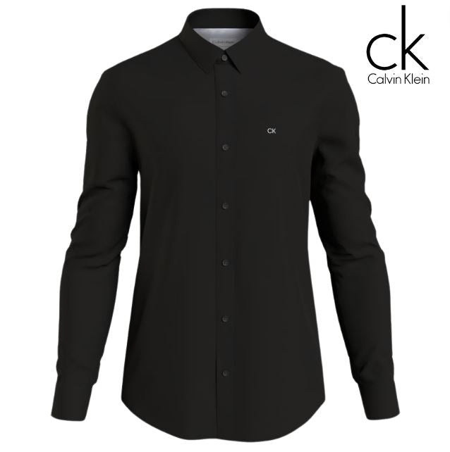 Calvin Klein Stretch Poplin Black Shirt Black