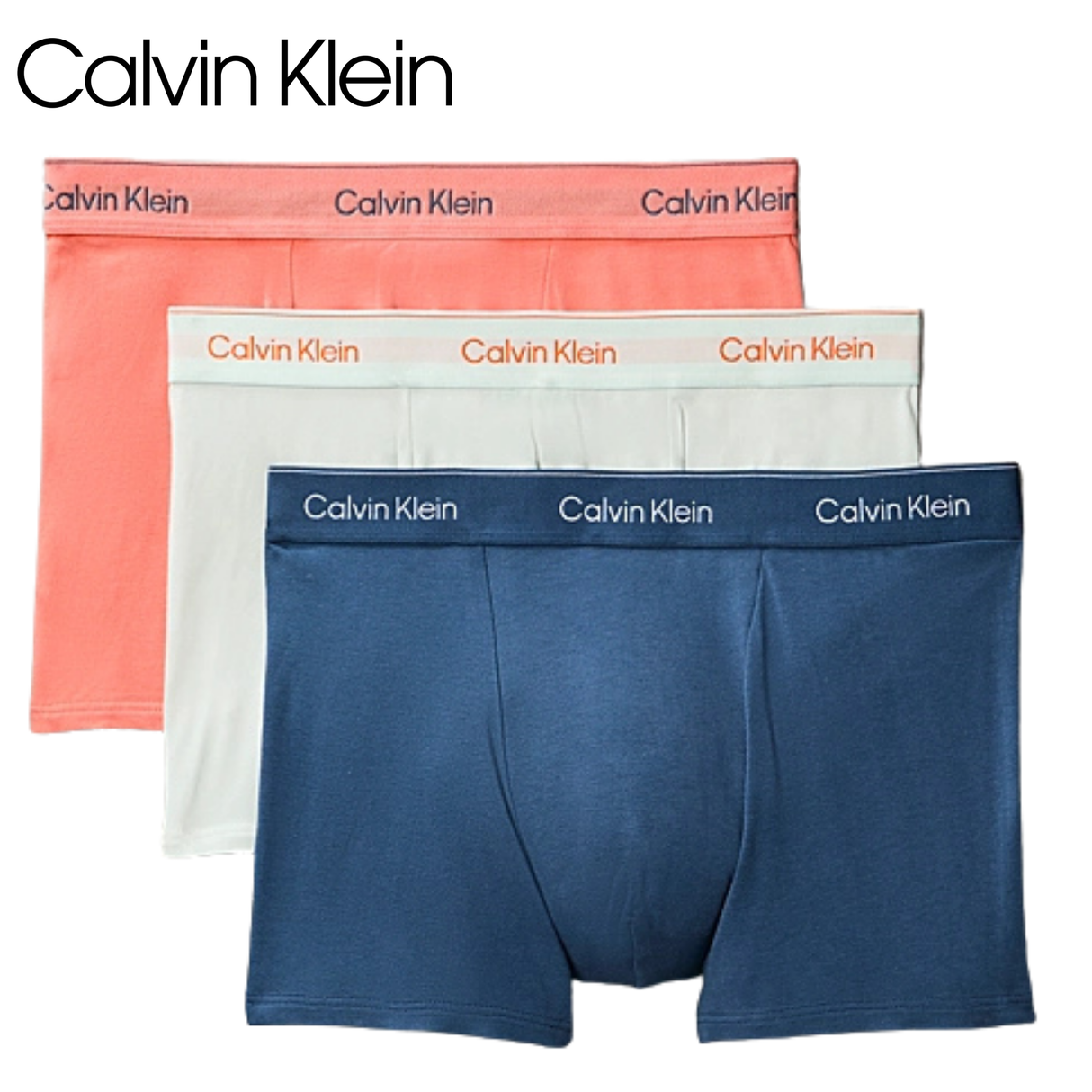 Calvin Klein Coral Three Pack Trunks Orange