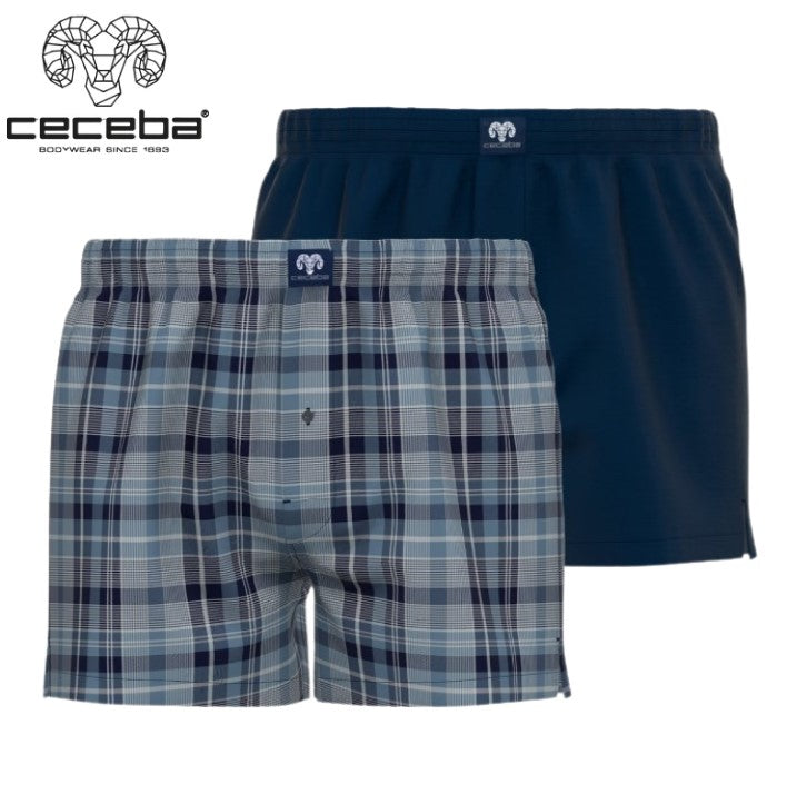 Ceceba 2-Pack Woven Check Boxers Blue
