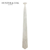 Hunter & Oak X-Long Green Print Tie Ivory