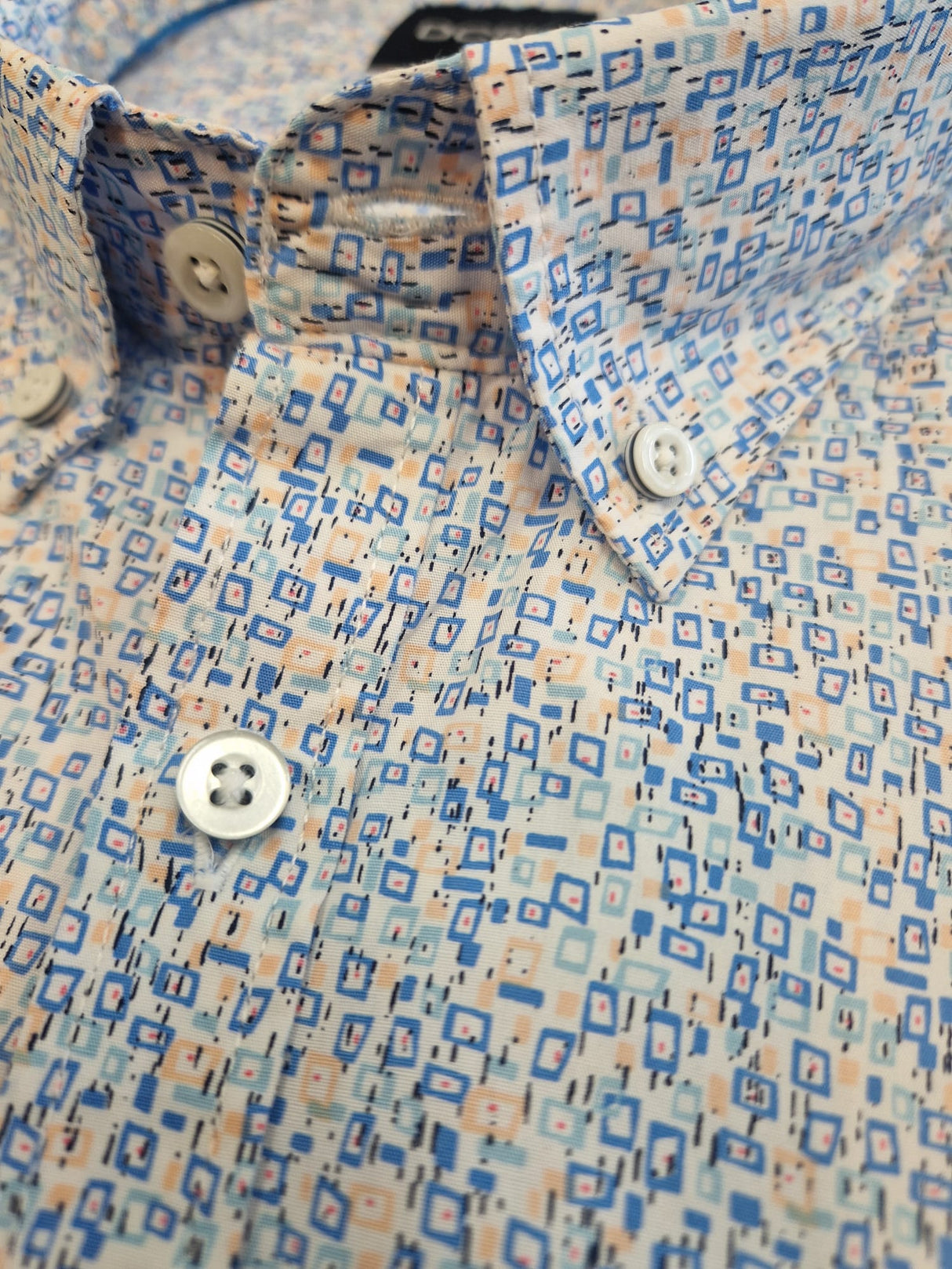D.C.R.K. Square Pattern Print Shirt Blue
