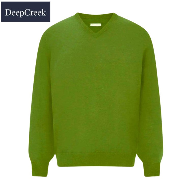 D.C.R.K. V-Neck Green Knit Jumper Green