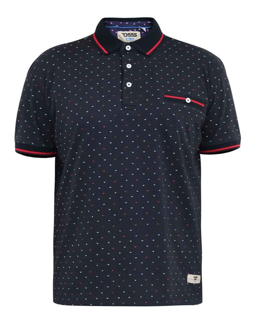 Duke X-Tall Ashwell Navy Pattern Polo Navy