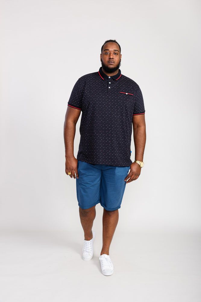 Duke X-Tall Ashwell Navy Pattern Polo Navy