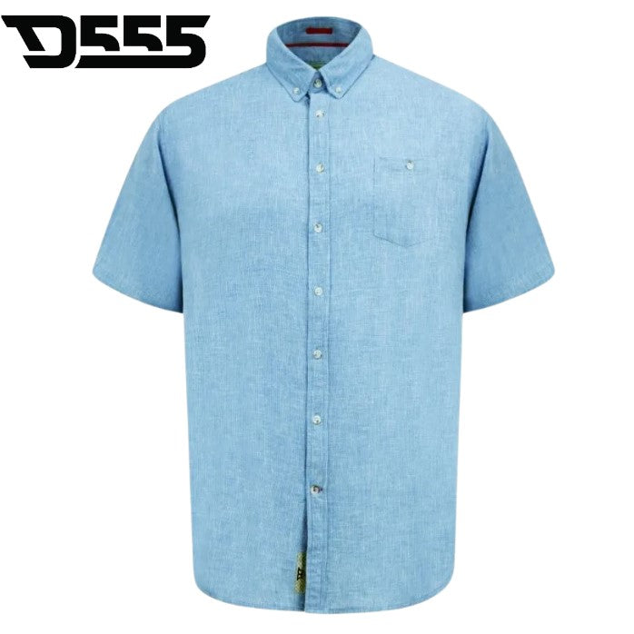 Duke Falmouth Linen Mix Sky Shirt Blue