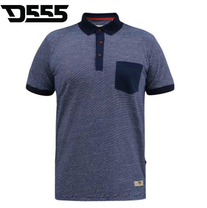 Duke X-Tall Oxley Navy Stripe Polo Shirt Navy