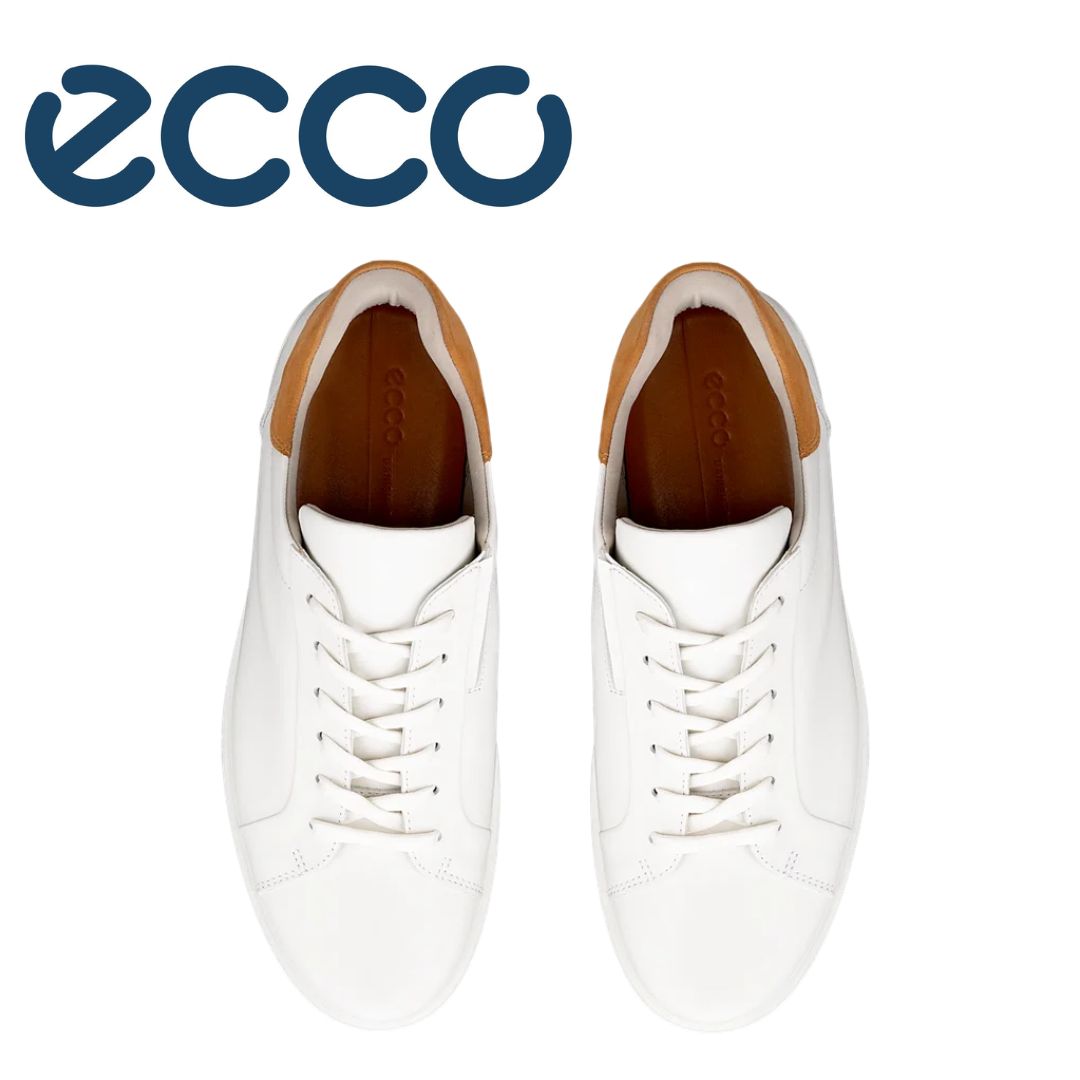 Ecco Soft White Laced Leather Shoes White