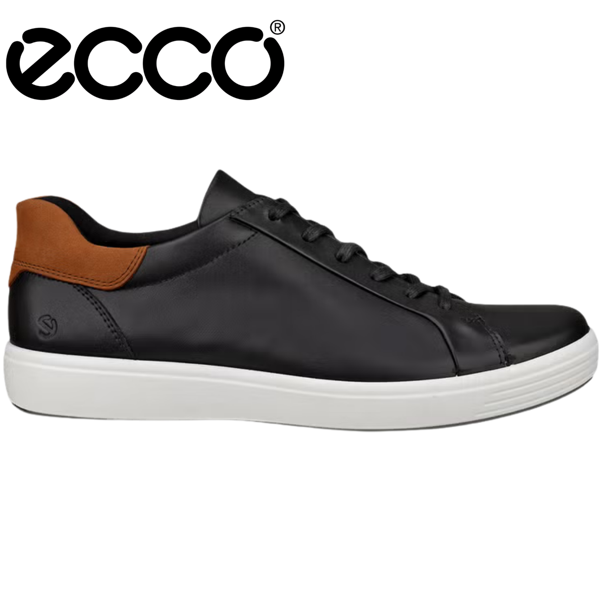 Ecco Soft 7 Leather Black & White Shoe Black