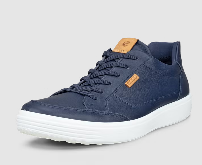 Ecco Soft 7 Marine Leather Trainers Navy