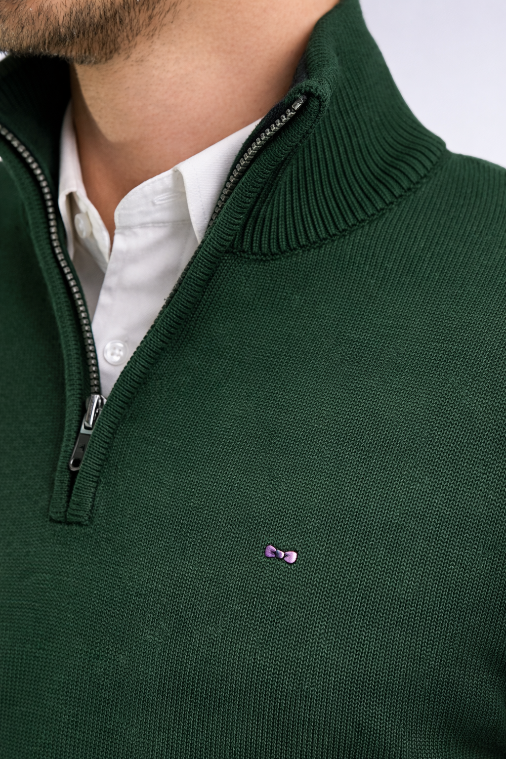 Eden Park Edinburgh 1/4 Zip Bottle Knit Green