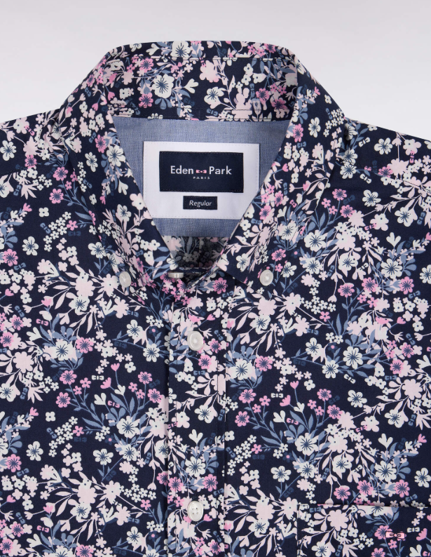 Eden Park Floral Print Poplin Shirt Purple