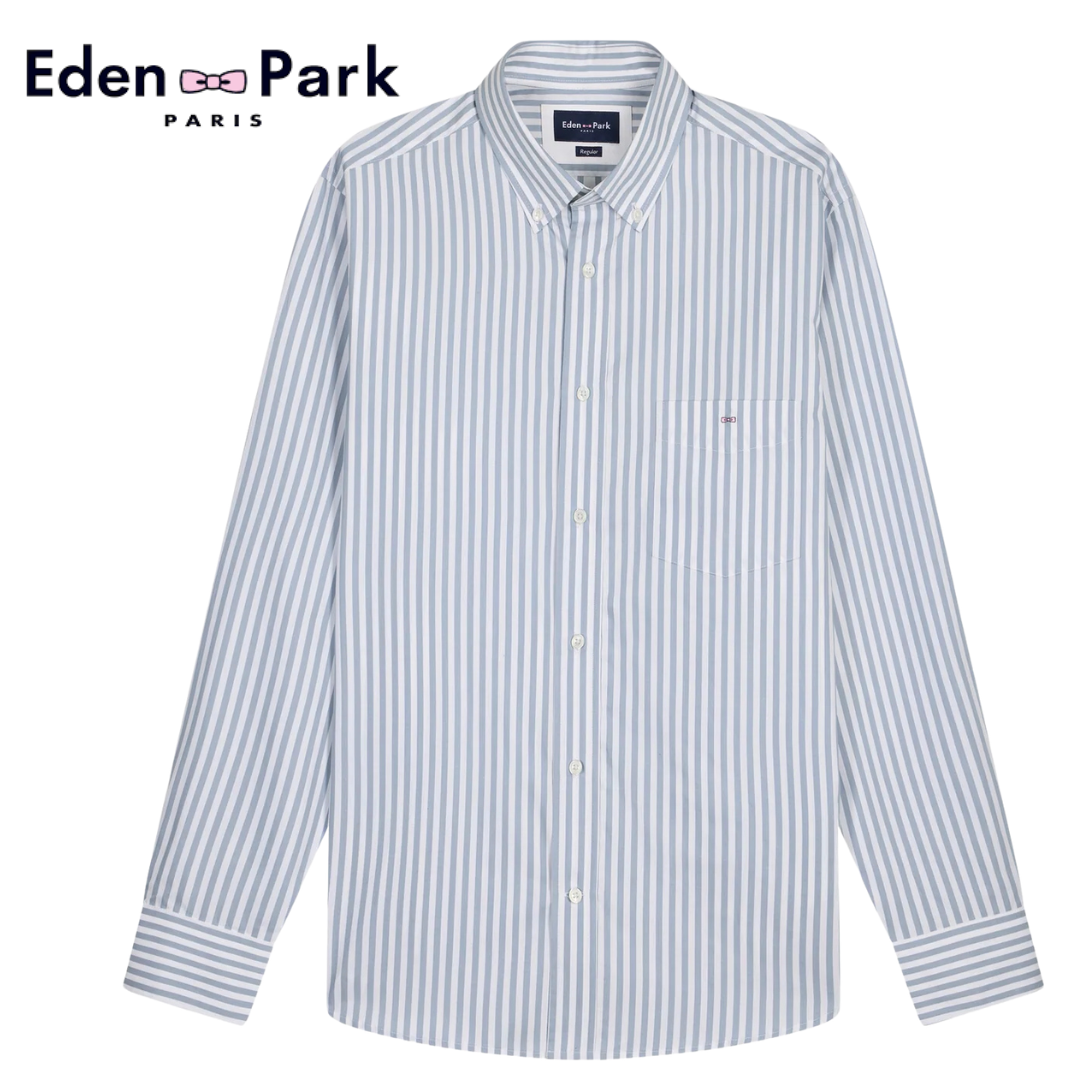 Eden Park Baton Stripe Oxford Shirt Blue