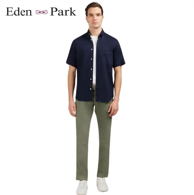 Eden Park Dobby Navy Short Sleeve Shirt Navy