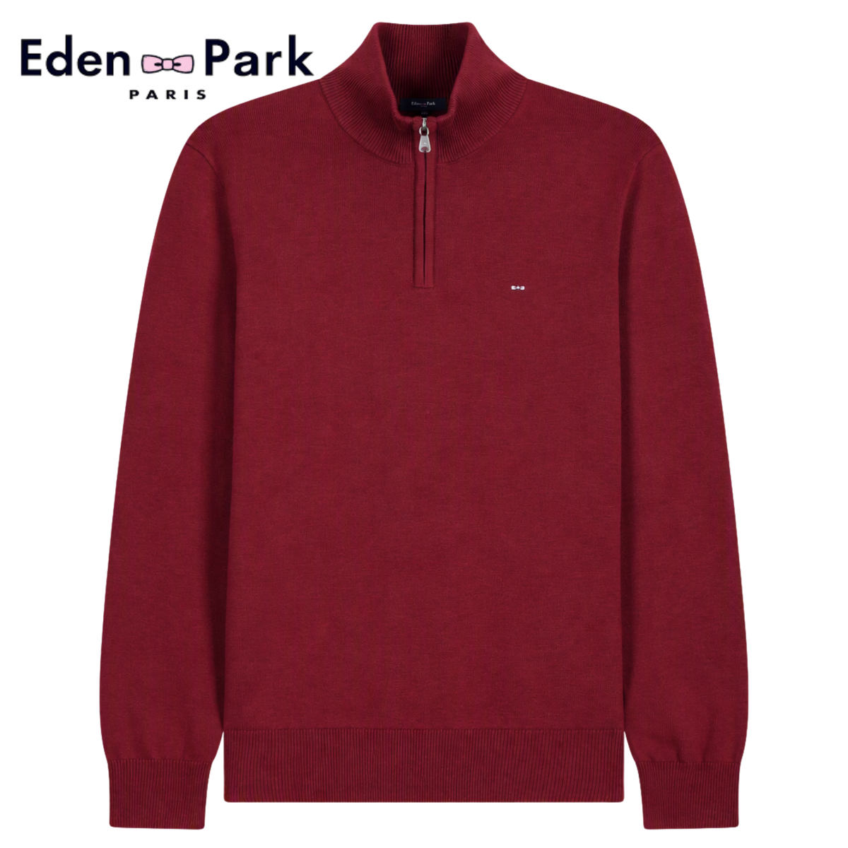 Eden Park 1/4 Zip Edinburgh Rumba Knit Red