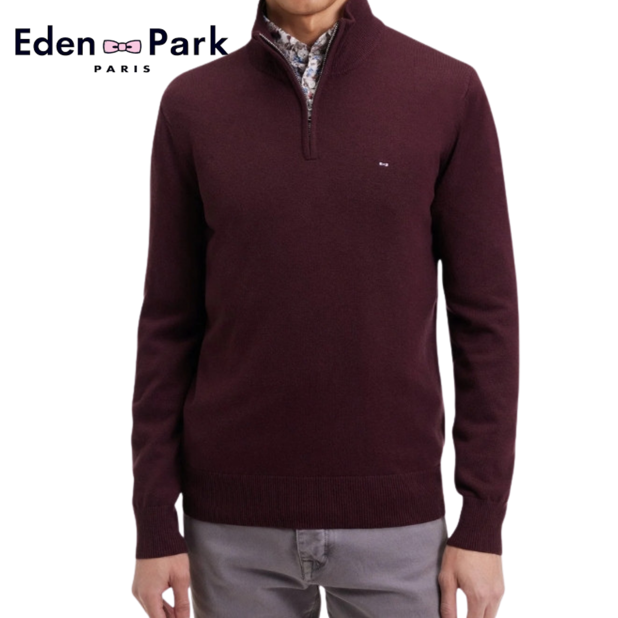 Eden Park Edinburgh Wine 1/4 Zip Knit Wine