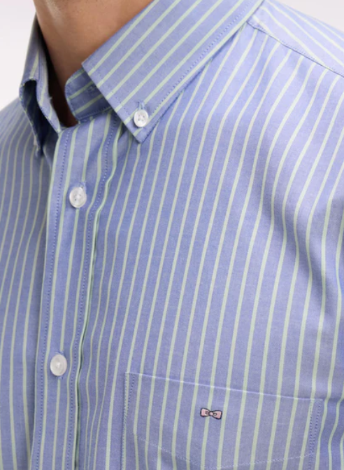 Eden Park Pinpoint Green Stripe Shirt Blue