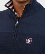 Eden Park Marine Pink Trim 1/4 Zip Knit Navy