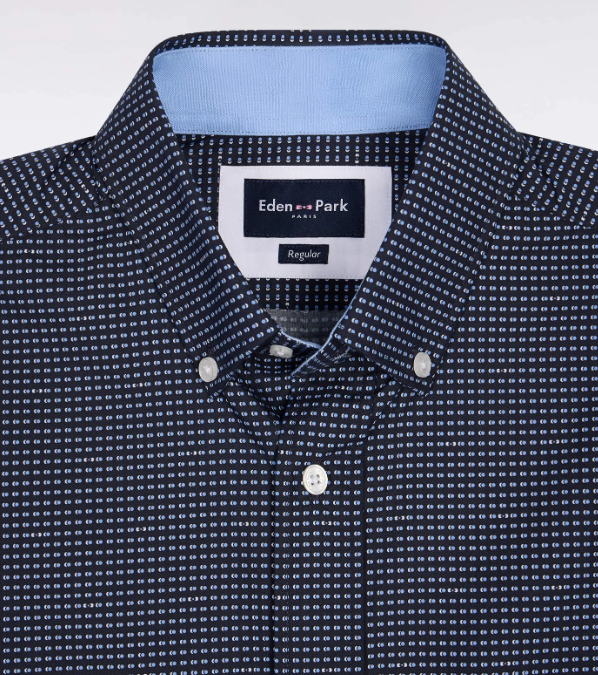 Eden Park Microprint Short Sleeve Shirt Navy