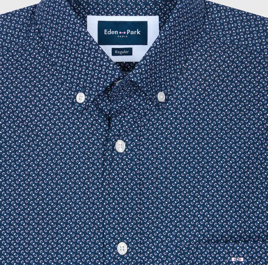 Eden Park Micro Bow Print Navy Shirt Navy
