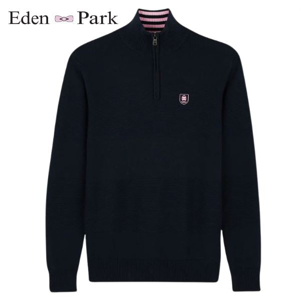 Eden Park Marine Pink Trim 1/4 Zip Knit Navy