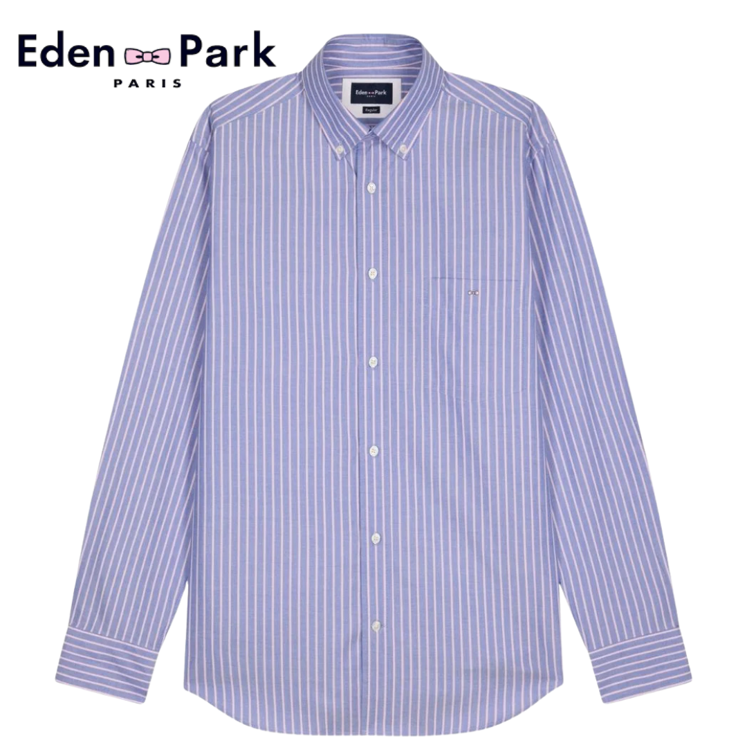 Eden Park Pinpoint Pink Stripe Shirt Blue