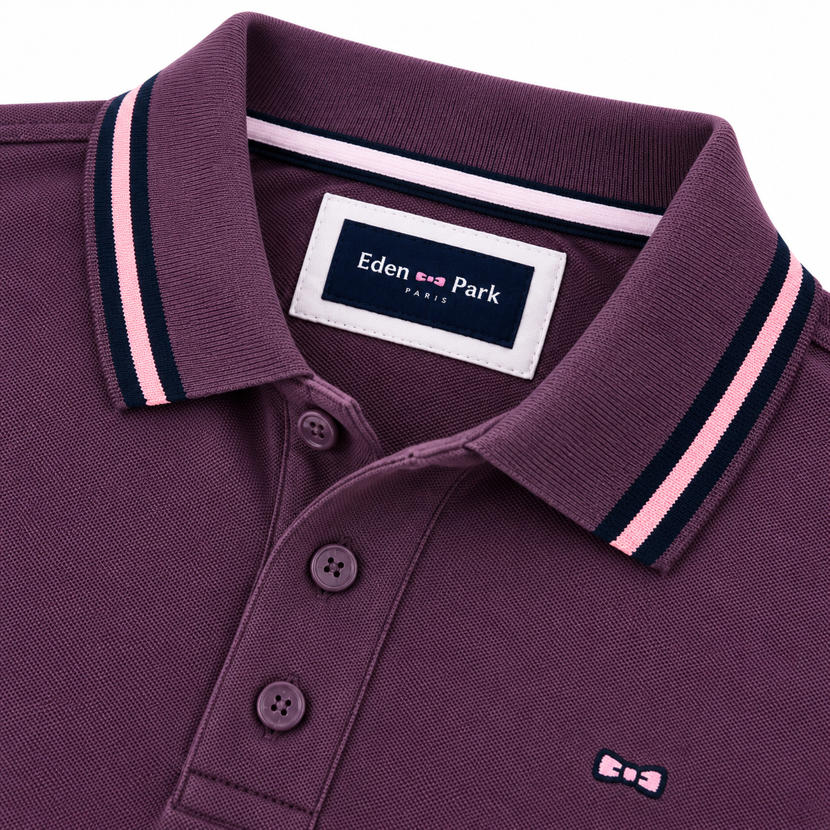 Eden Park Piqué Cotton Purple Poloshirt Purple