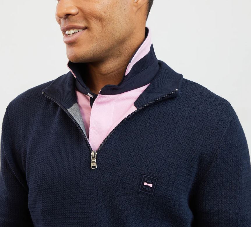 Eden Park 1/4 Zip Knit Cable Knit Navy