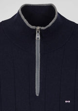 Eden Park Ribbed Quarter Zip Navy Knit Navy