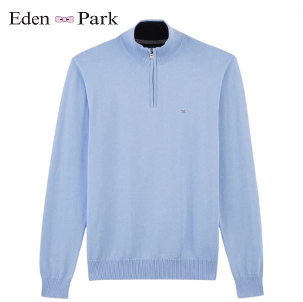Eden Park Quarter Zip Sky Blue Knit Blue