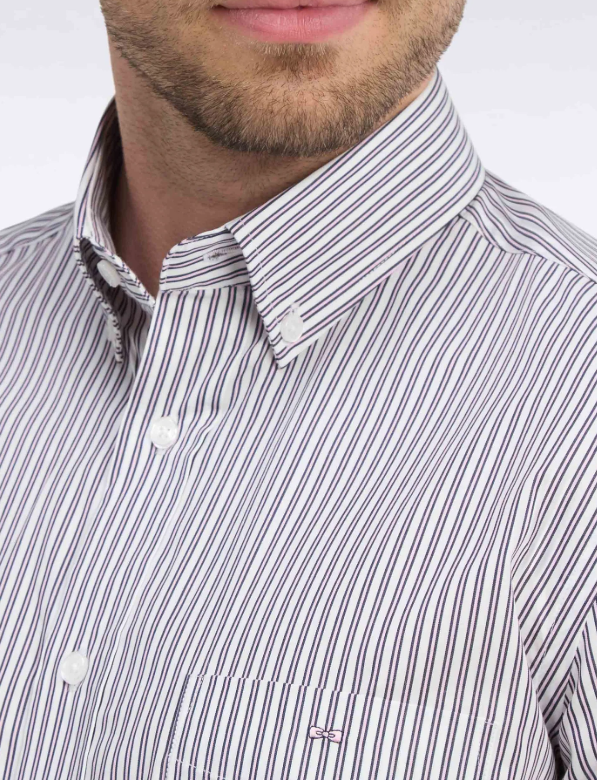 Eden Park Navy & Pink Stripe Shirt Navy