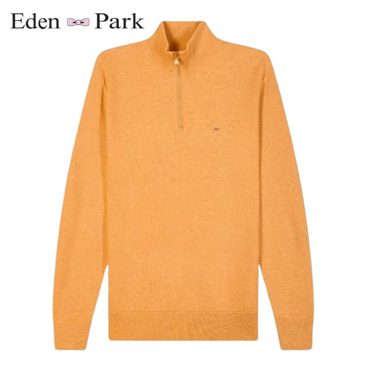 Eden Park Zip Neck Tobacco Sweater Brown