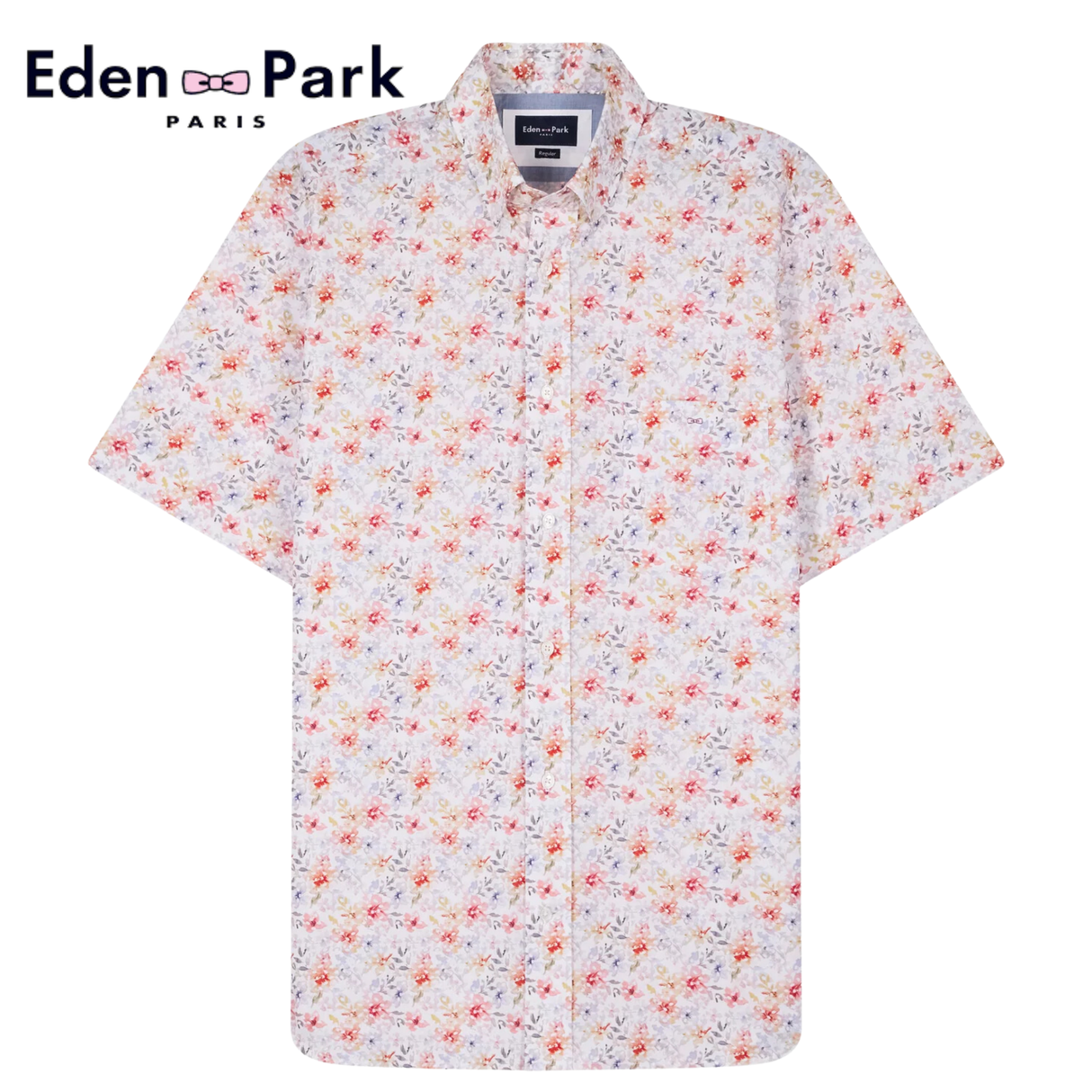 Eden Park Poplin Floral Print Shirt Beige