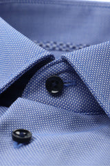 Eterna Blue Mini Check Formal Shirt Blue
