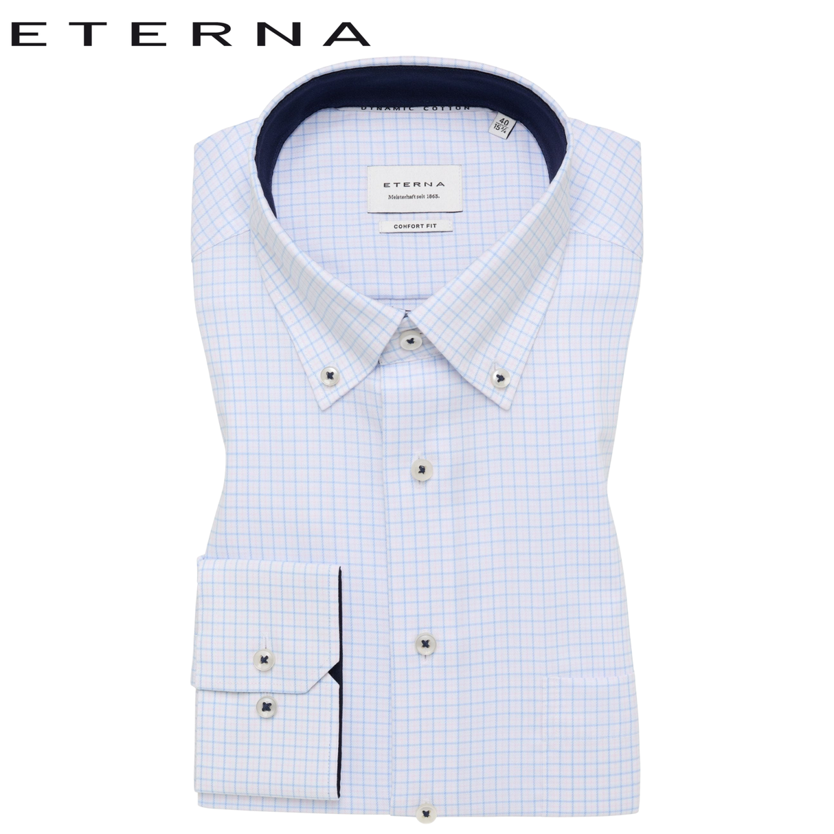 Eterna Rose And Blue Checkered Shirt Blue