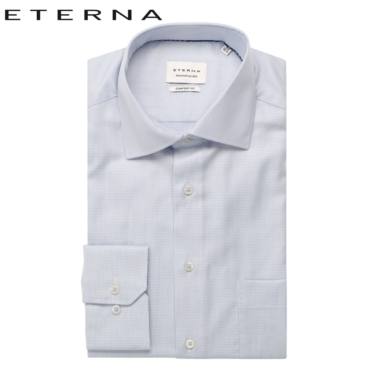Eterna Light Blue Textured Twill Shirt Blue