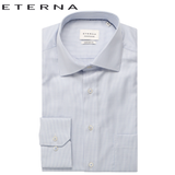 Eterna Light Blue Textured Twill Shirt Blue
