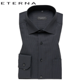 Eterna Dark Black Twill Shirt Black