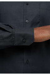 Eterna Dark Black Twill Shirt Black