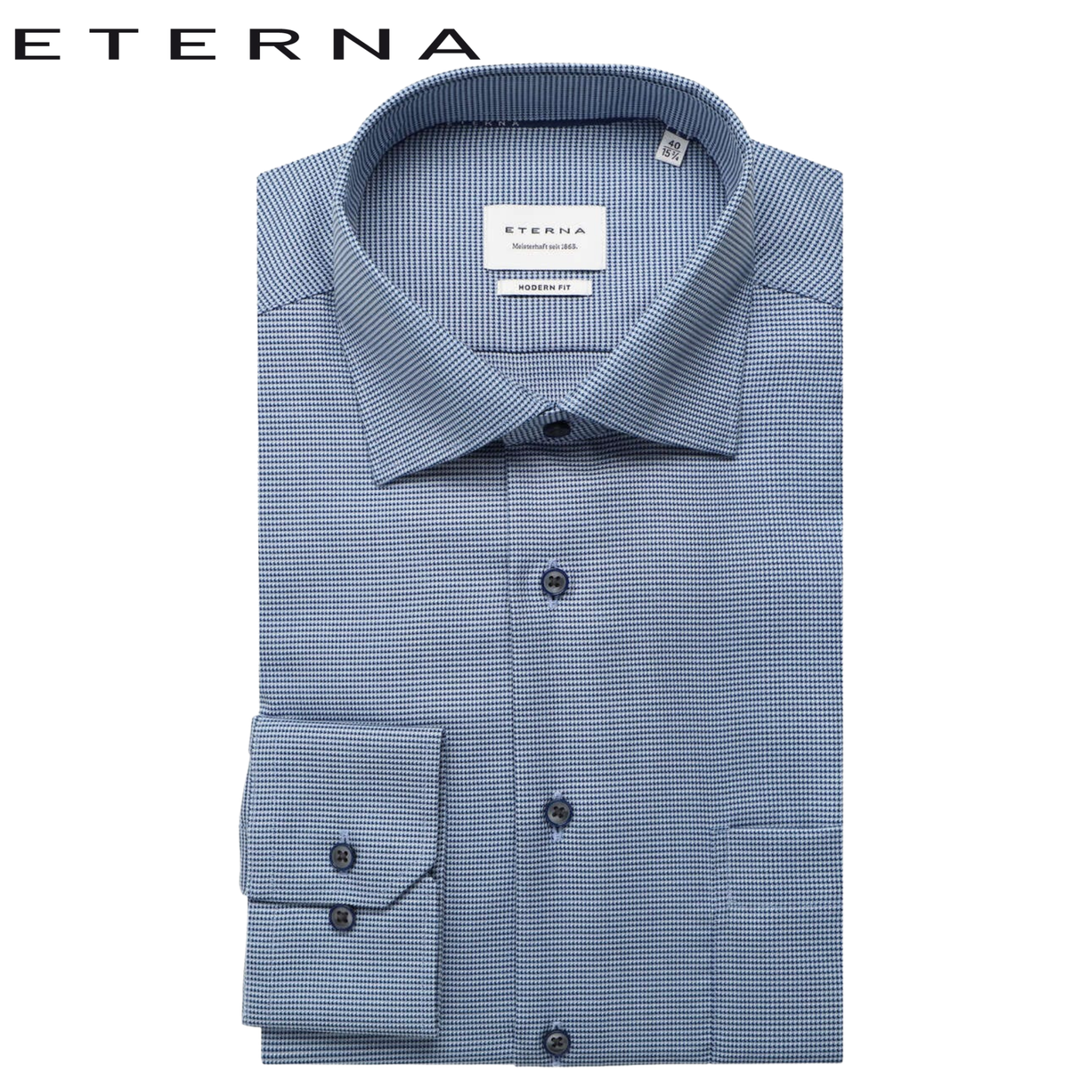 Eterna Navy Stitch Detail Shirt Navy