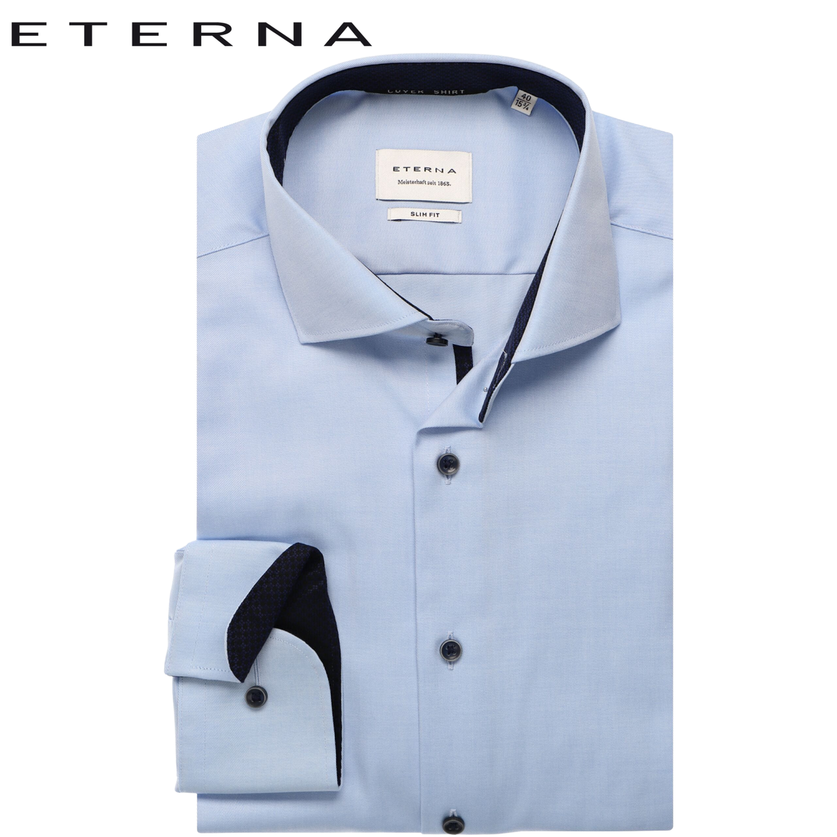 Eterna Light Blue With Navy Trim Shirt Blue