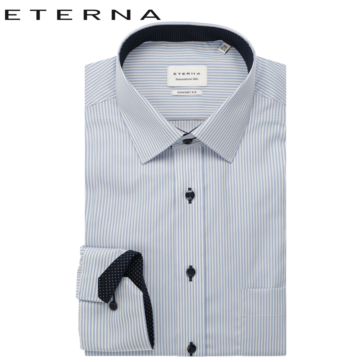Eterna Classic Blue Stripe Shirt Blue