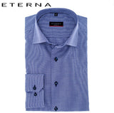 Eterna Asymmetric Navy Check Shirt Navy