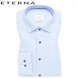 Eterna Asymmetric Sky Blue Check Shirt Blue