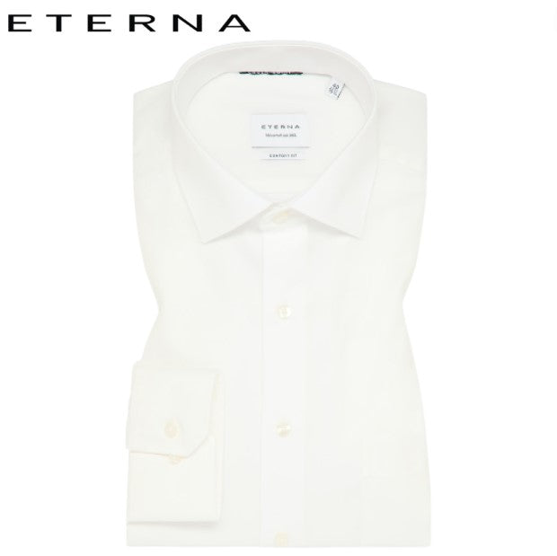 Eterna Off White Opaque Cover Shirt Beige