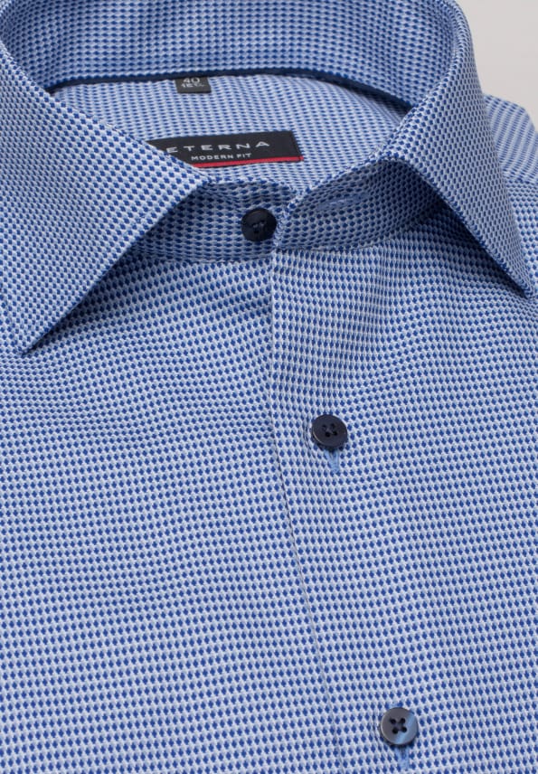 Eterna Blue & Navy Print Shirt Blue