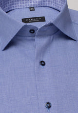 Eterna Blue Twill Shirt With Trim Blue