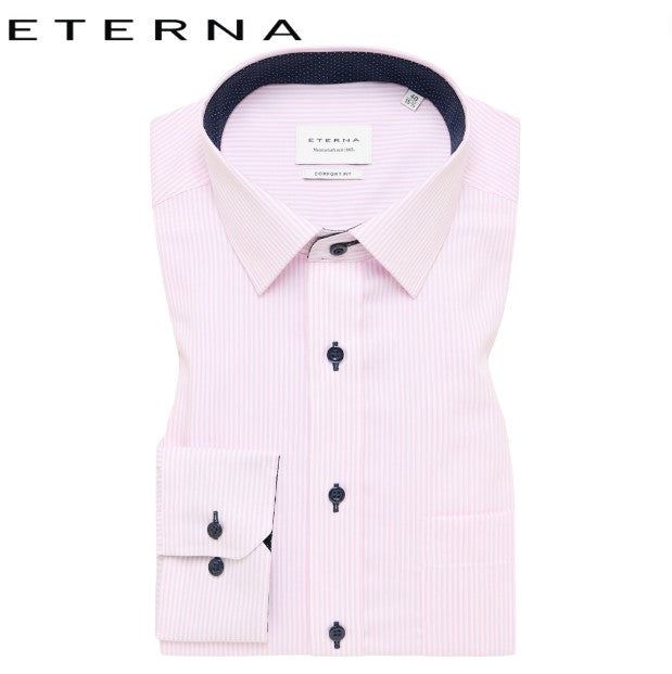 Eterna Classic Pink Stripe Shirt Pink