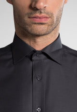 Eterna Dark Black Twill Shirt Black