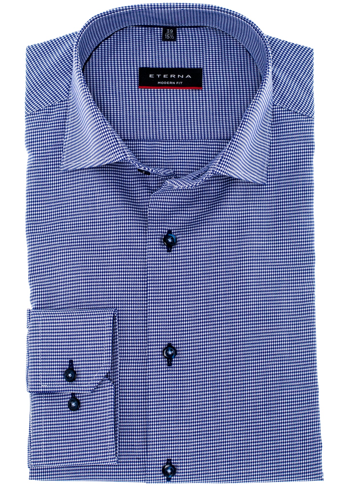 Eterna Asymmetric Navy Check Shirt Navy