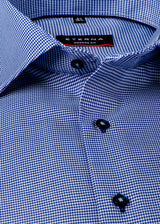 Eterna Asymmetric Navy Check Shirt Navy